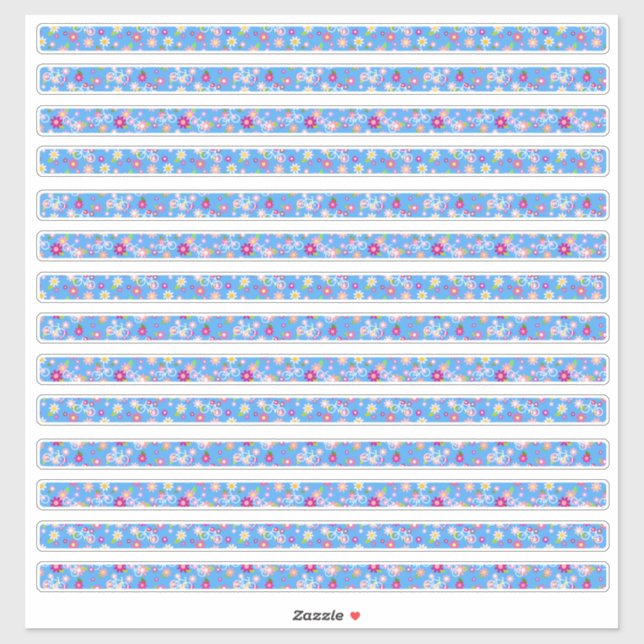 Pegatina Flores Bordes Flores y Bicicletas (Hoja)