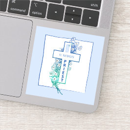 Pegatina Flores cruzadas sacerdotales personalizadas