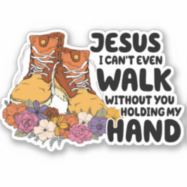 Pegatina Flores Cutas Cristiano Jesús Sostengo Mi Mano
