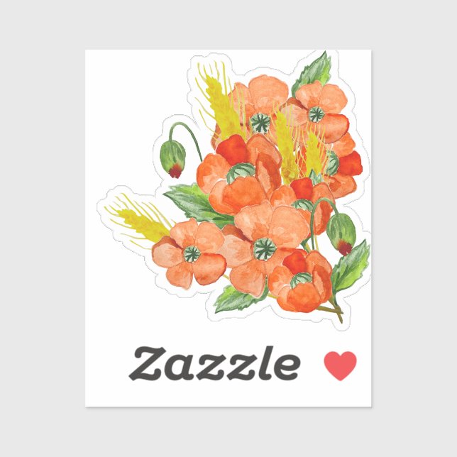 Pegatina Flores de adormidera lindas de agua (Hoja)