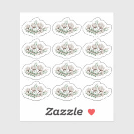 Pegatina Flores de Algodón Sureño Rústico Follaje Verde