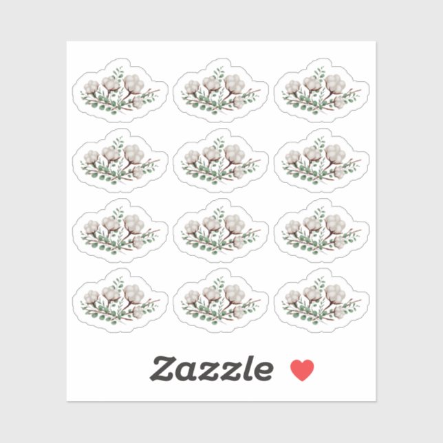 Pegatina Flores de Algodón Sureño Rústico Follaje Verde (Hoja)