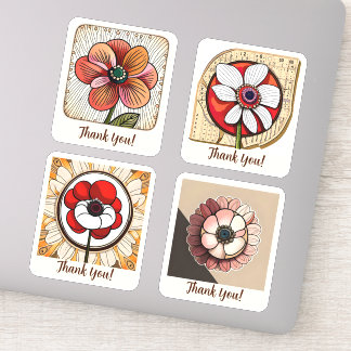 Pegatina Flores de anémona Groovy Retro Personalizada