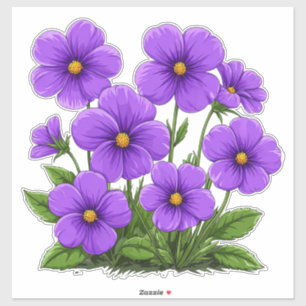 Pegatina Flores de Anémona Moradas Vibrantes
