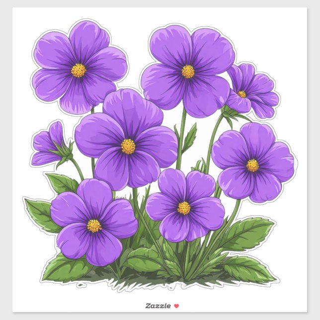 Pegatina Flores de Anémona Moradas Vibrantes (Hoja)