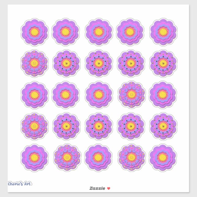 Pegatina Flores de aspecto de fieltro rosado bonito (Hoja)