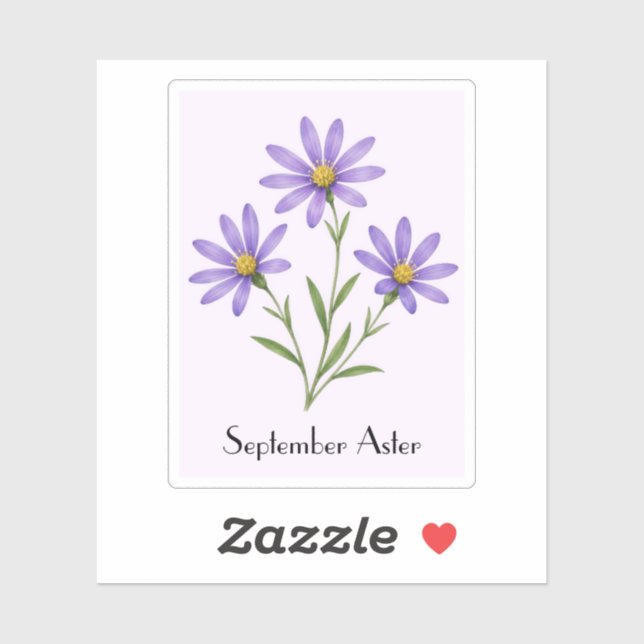 Pegatina Flores de Aster de Septiembre Sticker (Hoja)