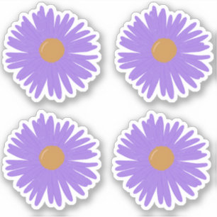 Pegatina Flores de Aster Púrpura dibujando a mano acrílico