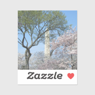 Pegatina Flores de cerezo y el monumento de Washington en D