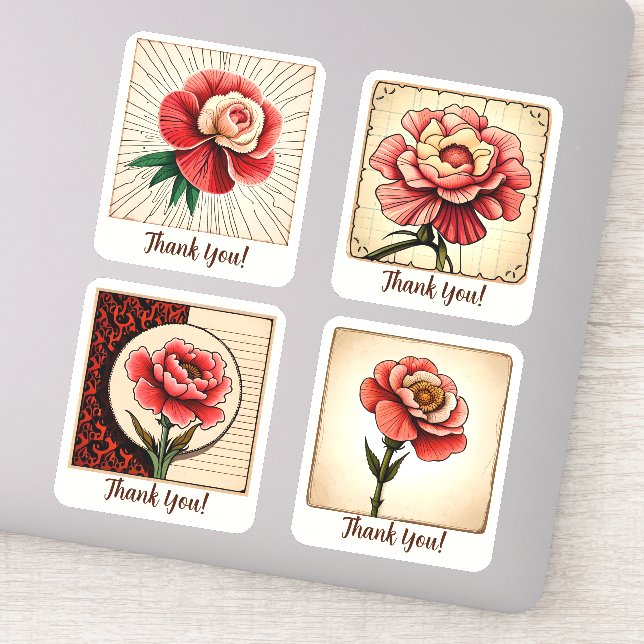 Pegatina Flores de clavel Groovy Retro Personalizadas (Detalle)