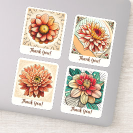 Pegatina Flores de Dalia Groovy Personalizadas Retro
