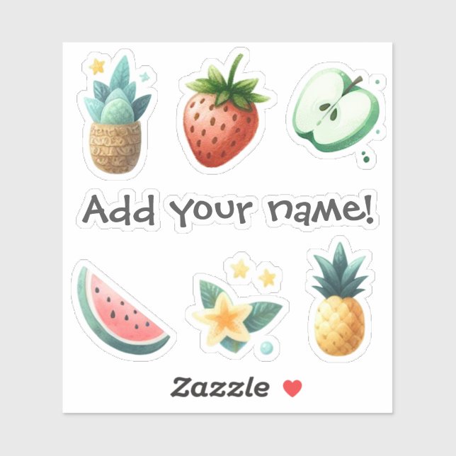 Pegatina Flores de frutas tropicales de color vintage (Hoja)