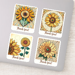 Pegatina Flores de girasol Groovy Retro Personalizada