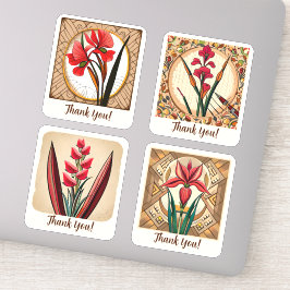 Pegatina Flores de Gladiolus Groovy Retro Personalizado