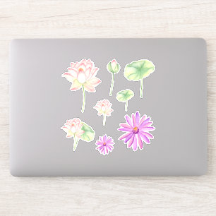 Pegatina Flores de loto Watercolorbig Minimalista Cute