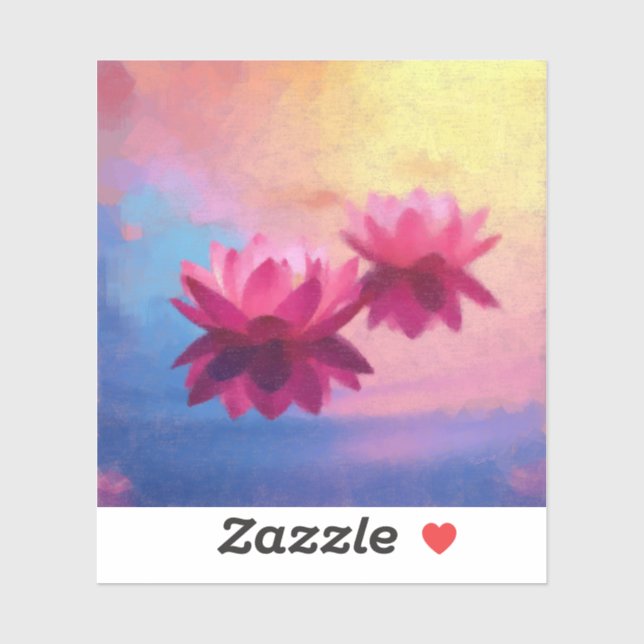 Pegatina Flores de Lotus abstractas y coloridas (Hoja)