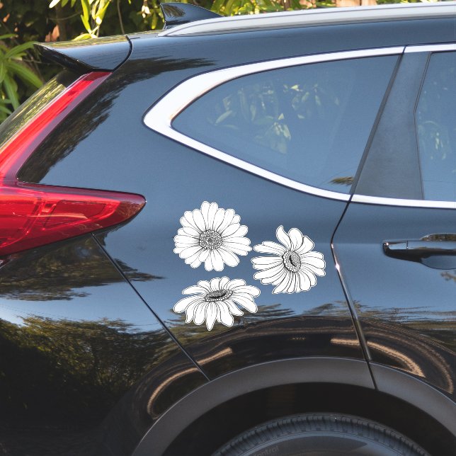 Pegatina Flores de margarita conjunto de 3 margaritas ideal (Lado del coche)