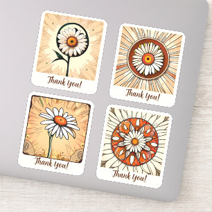 Pegatina Flores de margarita Groovy Retro personalizadas