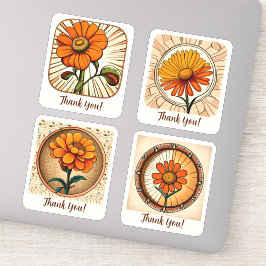 Pegatina Flores de Marigold Groovy Retro Personalizada