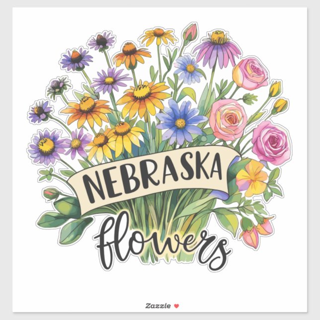 Pegatina Flores de Nebraska - Flores Silvestres de Nebraska (Hoja)