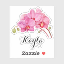 Flores De Orquídea Rosa Con Su Nombre Vinyl
