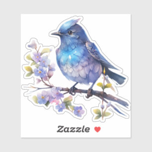 Pegatina Flores de pájaro hada Clipart acuarela-73611
