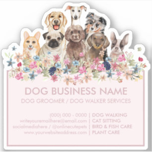 Pegatina Flores de perros Marco Rectángulo rosa Rubor