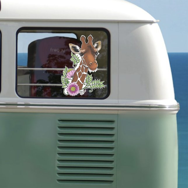 Pegatina Flores de retrato amarillo de jirafa (Subido por el creador)