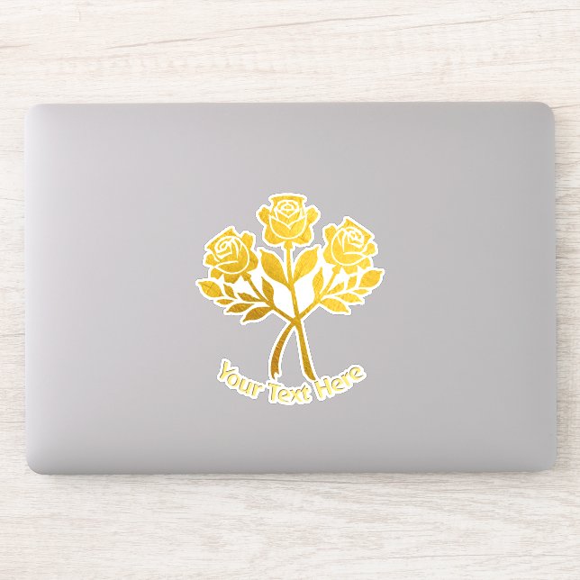 Pegatina Flores de Rosa florales personalizadas Faux Gold (Ordenador)