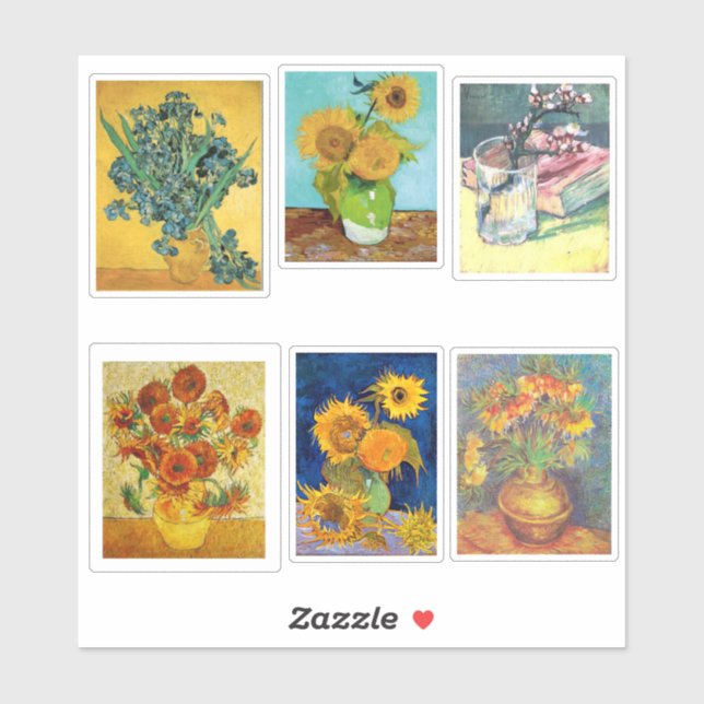 Pegatina Flores de Van Gogh, pinturas Bellas Artes (Hoja)