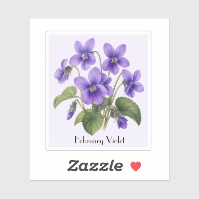 Pegatina Flores de Violeta de Febrero Sticker (Hoja)