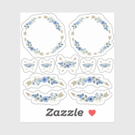 Pegatina Flores florales rusas de color de agua bohemia