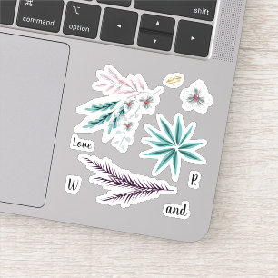 Pegatina Flores, hojas, flores, hojas, labios,