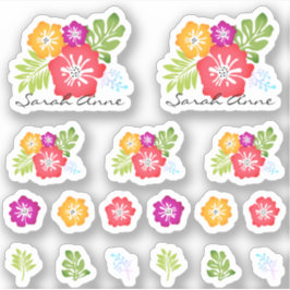 Pegatina Flores Ilustradas Tropicales Hibiscus