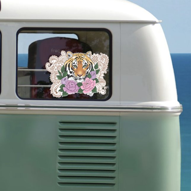 Pegatina Flores moradas rosadas del tigre Henna (Subido por el creador)