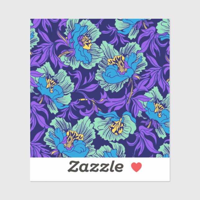 Pegatina Flores Moradas y Azules William Morris (Hoja)