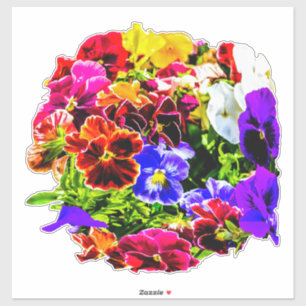 Pegatina Flores Pansy coloridas