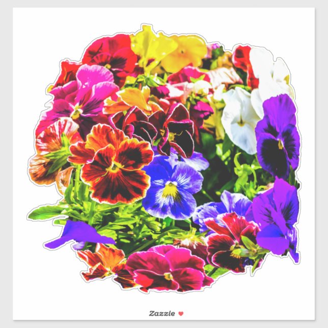 Pegatina Flores Pansy coloridas (Hoja)