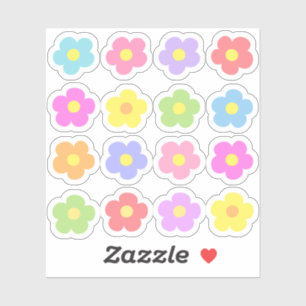 Pegatina Flores pasadas de moda decorativas bujo groovy vin