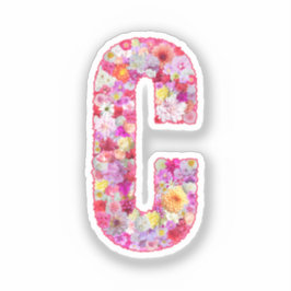 Pegatina Flores rosadas monograma botánico letra B para ell