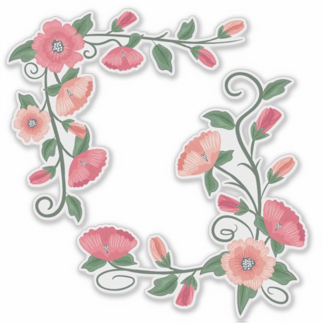 Pegatina Flores rosas Rubor Vines (Anverso)