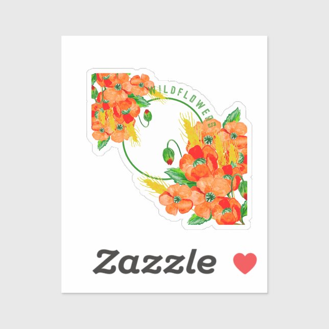 Pegatina Flores silvestres acuarela (Hoja)