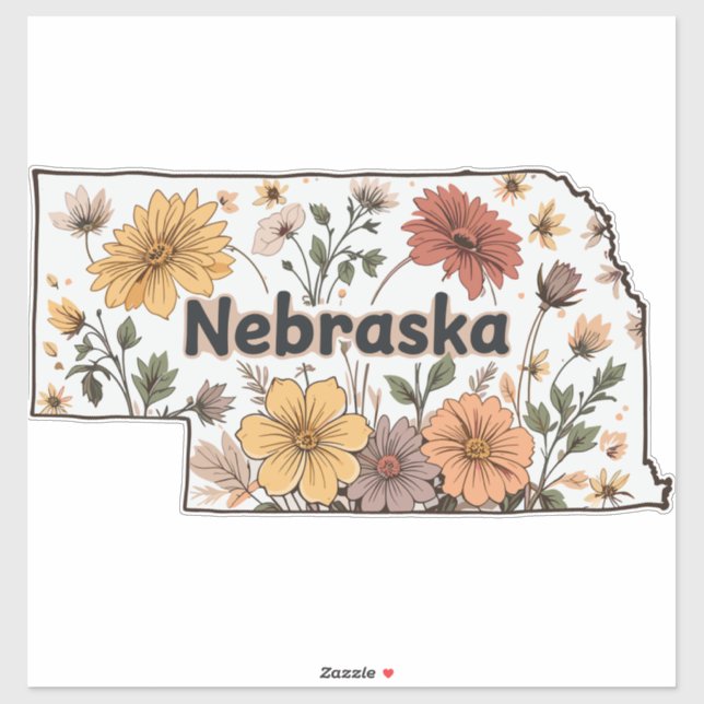 Pegatina Flores Silvestres de Nebraska (Hoja)