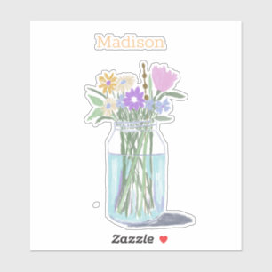 Pegatina Flores silvestres raras y extravagantes de bonito 