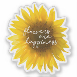 Pegatina Flores son felicidad cita filtro de girasol