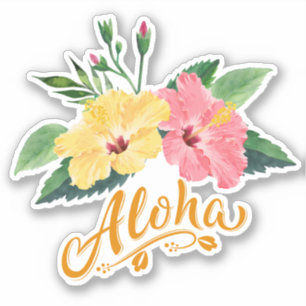Pegatina Flores tropicales hawaianas Hibiscus Decal Pegatin