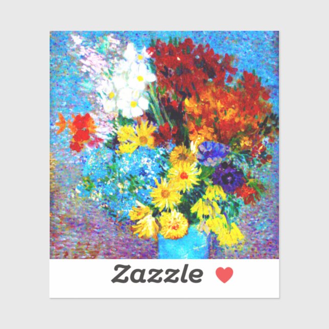 Pegatina Flores Van Gogh en una maleta azul (Hoja)