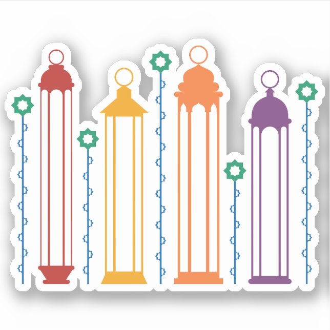 Pegatina Flores y faroles (Anverso)