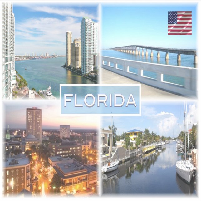 Pegatina Florida - Boca del río Miami en Brickell Key (Anverso)