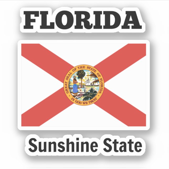 Pegatina Florida, el Estado del Sol, bandera (Anverso)